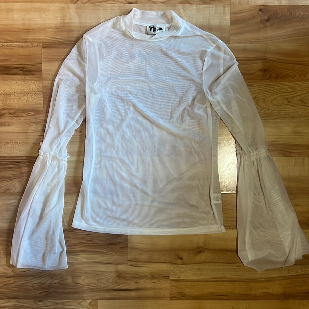 Bell sleeve mesh female mumu long bell collared xsmall
